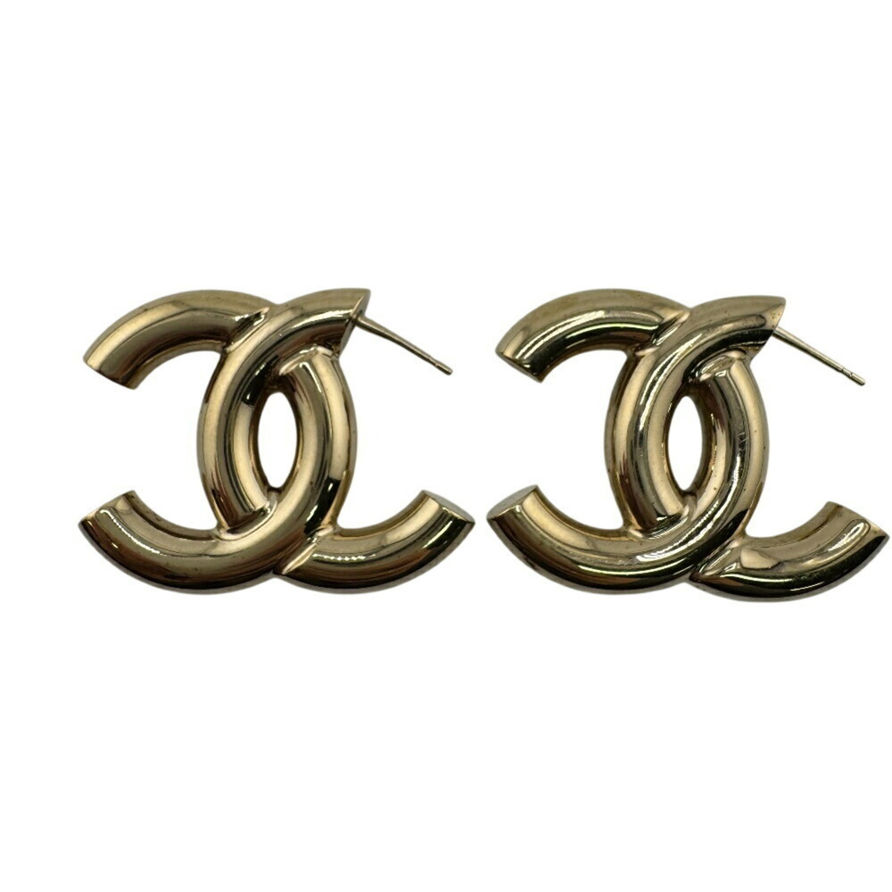 CHANEL Authentic Gold Logo Earrings